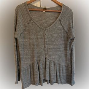 Free People waffle-knit peplum top